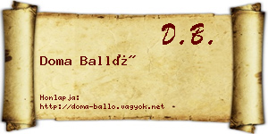 Doma Balló névjegykártya